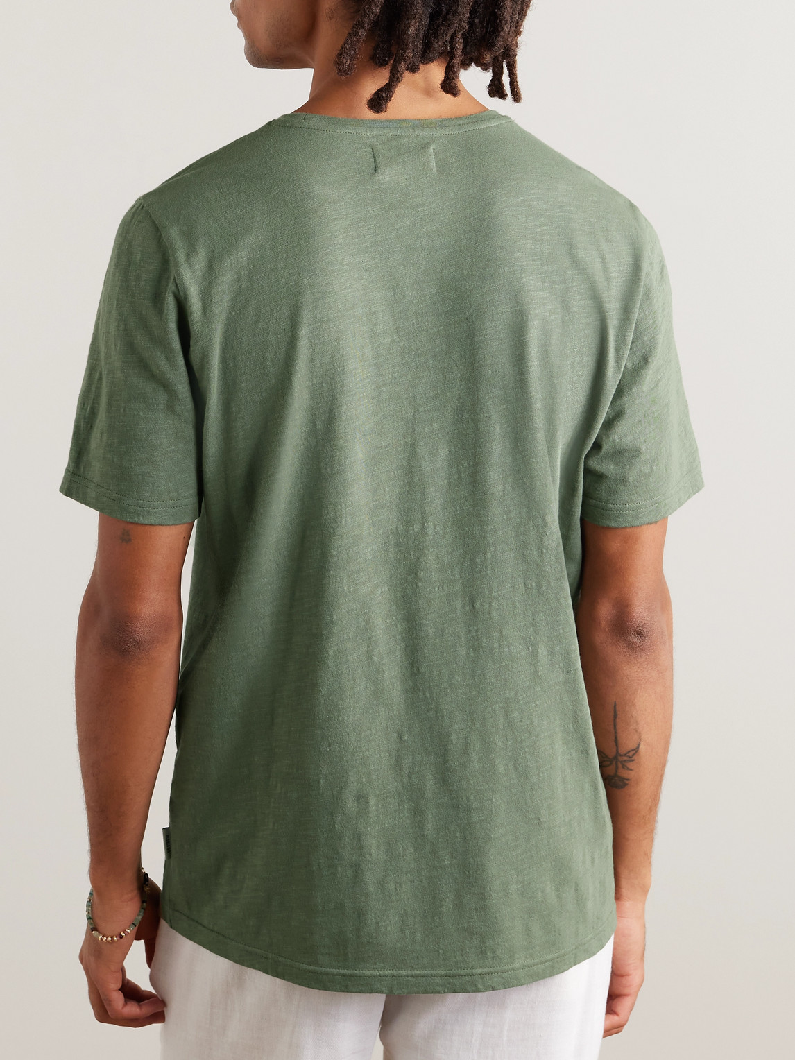 Shop Oliver Spencer Conduit Slub Cotton-jersey T-shirt In Green