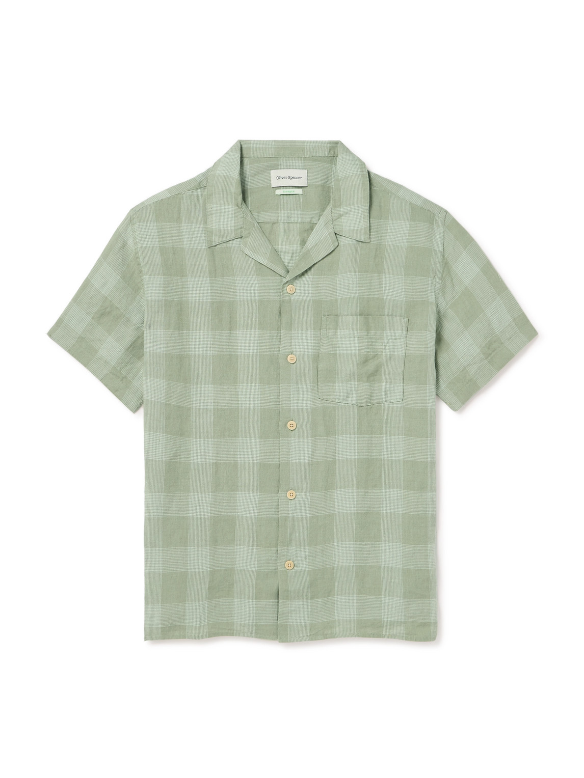 Havan Camp-Collar Checked Linen Shirt