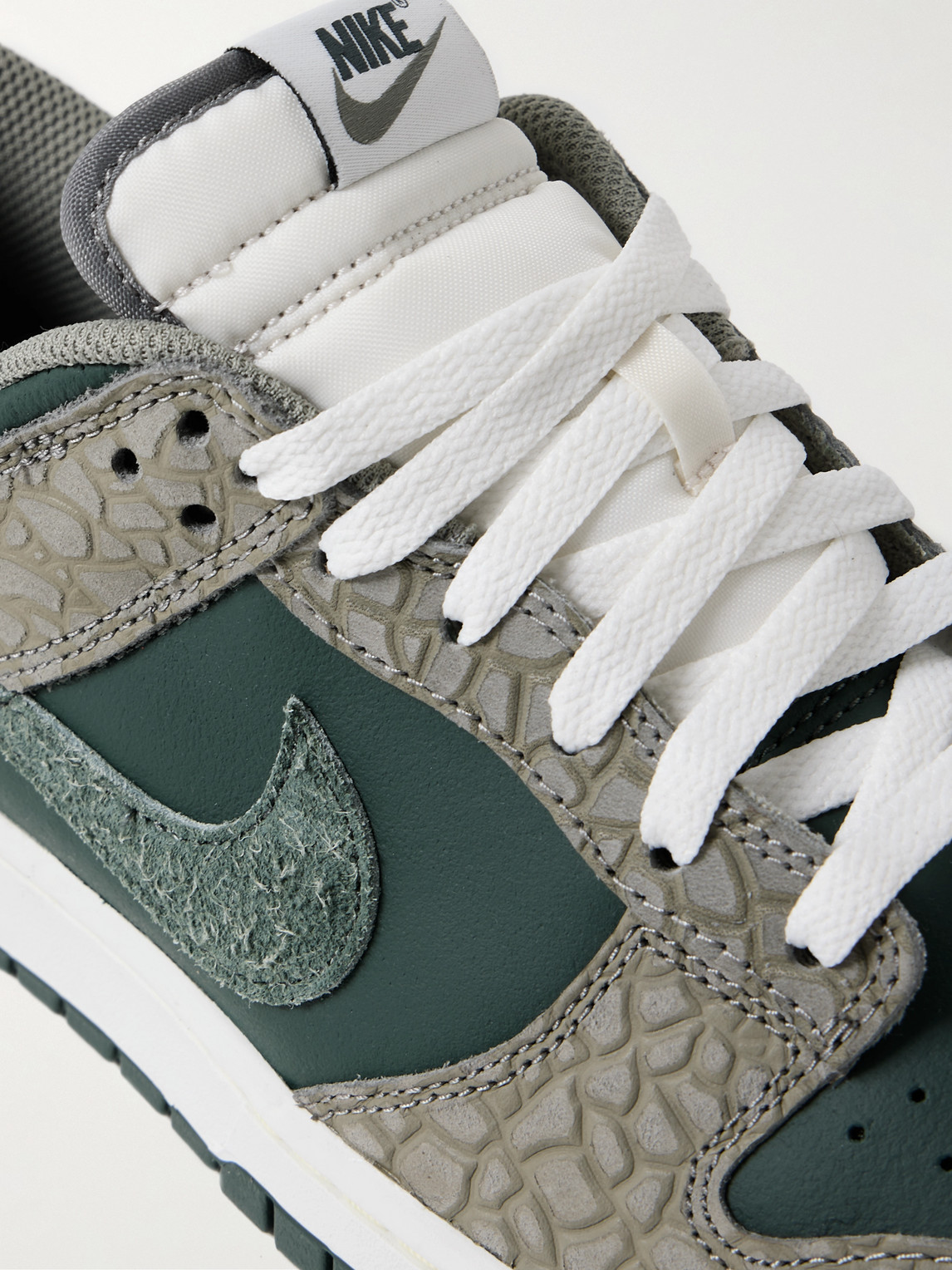 Shop Nike Dunk Low Retro Prm Suede And Mesh-trimmed Leather Sneakers In Gray