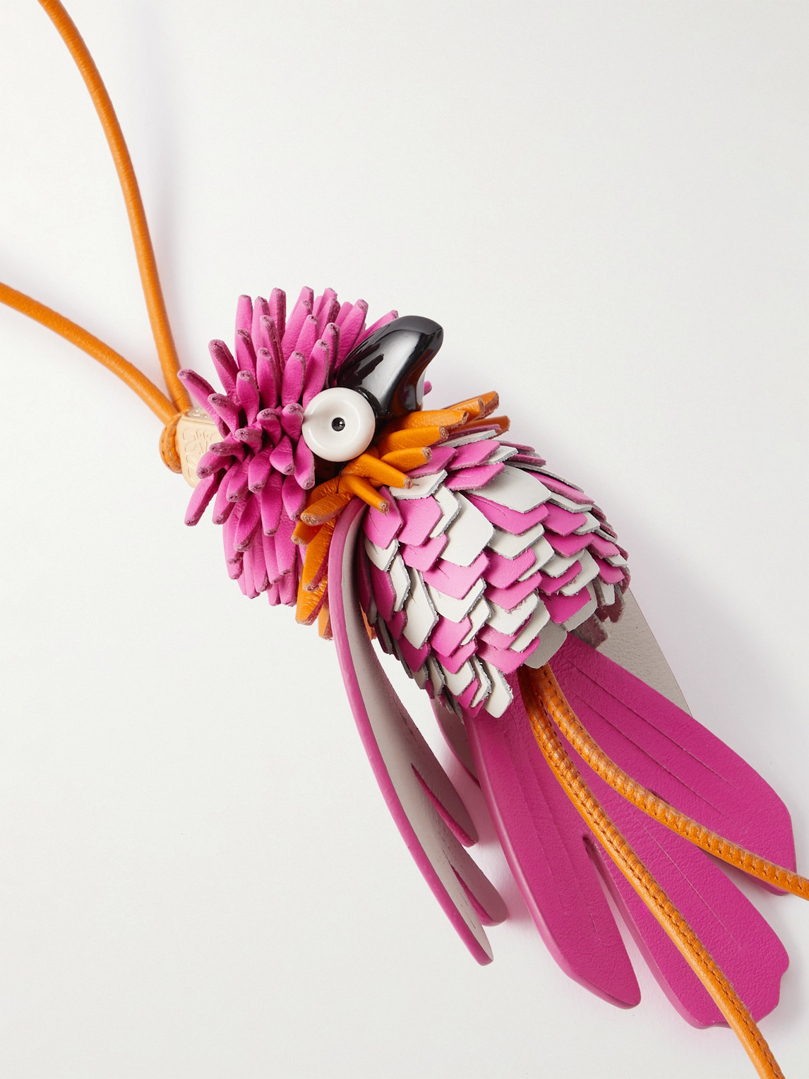 Shop Loewe Paula's Ibiza Exotic Bird Leather Keyring In Pink