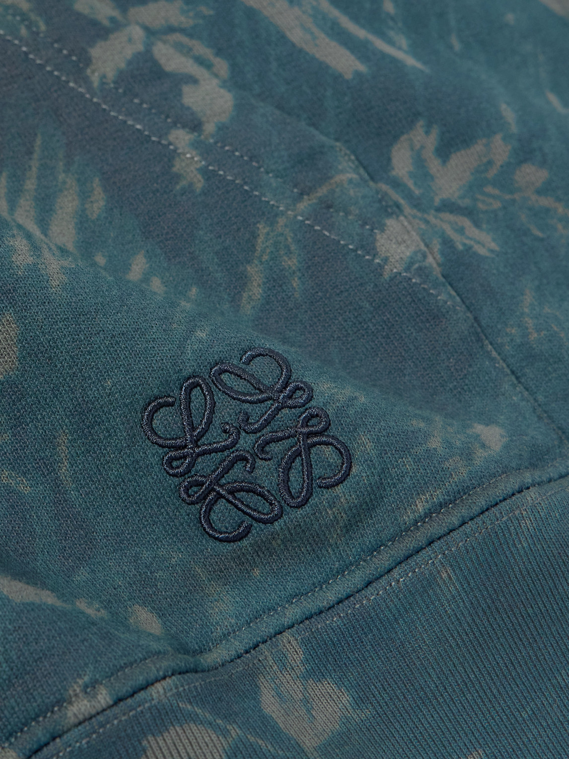 Shop Loewe Paula's Ibiza Logo-embroidered Printed Cotton-jersey Hoodie In Blue