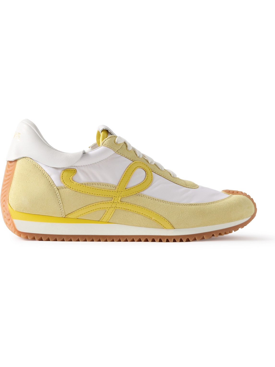 Loewe Paula's Ibiza Flow Runner Leather-trimmed Suede And Shell Sneakers In Yellow