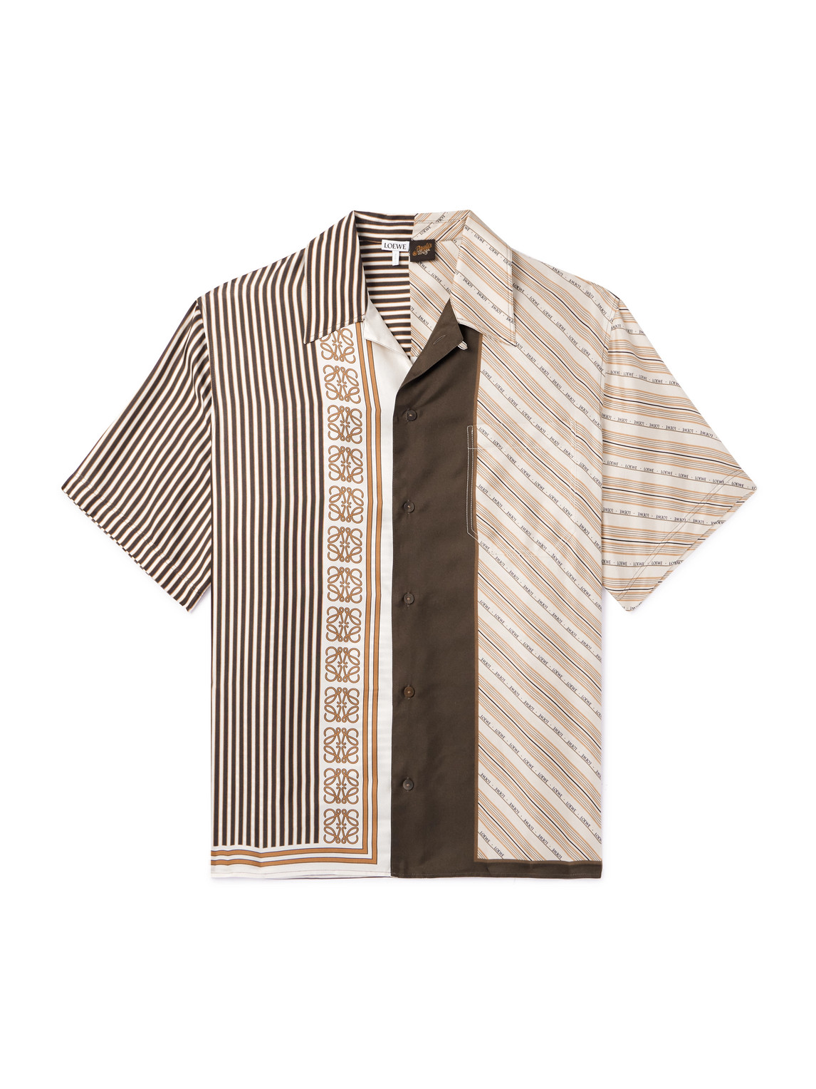 Loewe Striped Short-sleeved Shirt In Neutrals