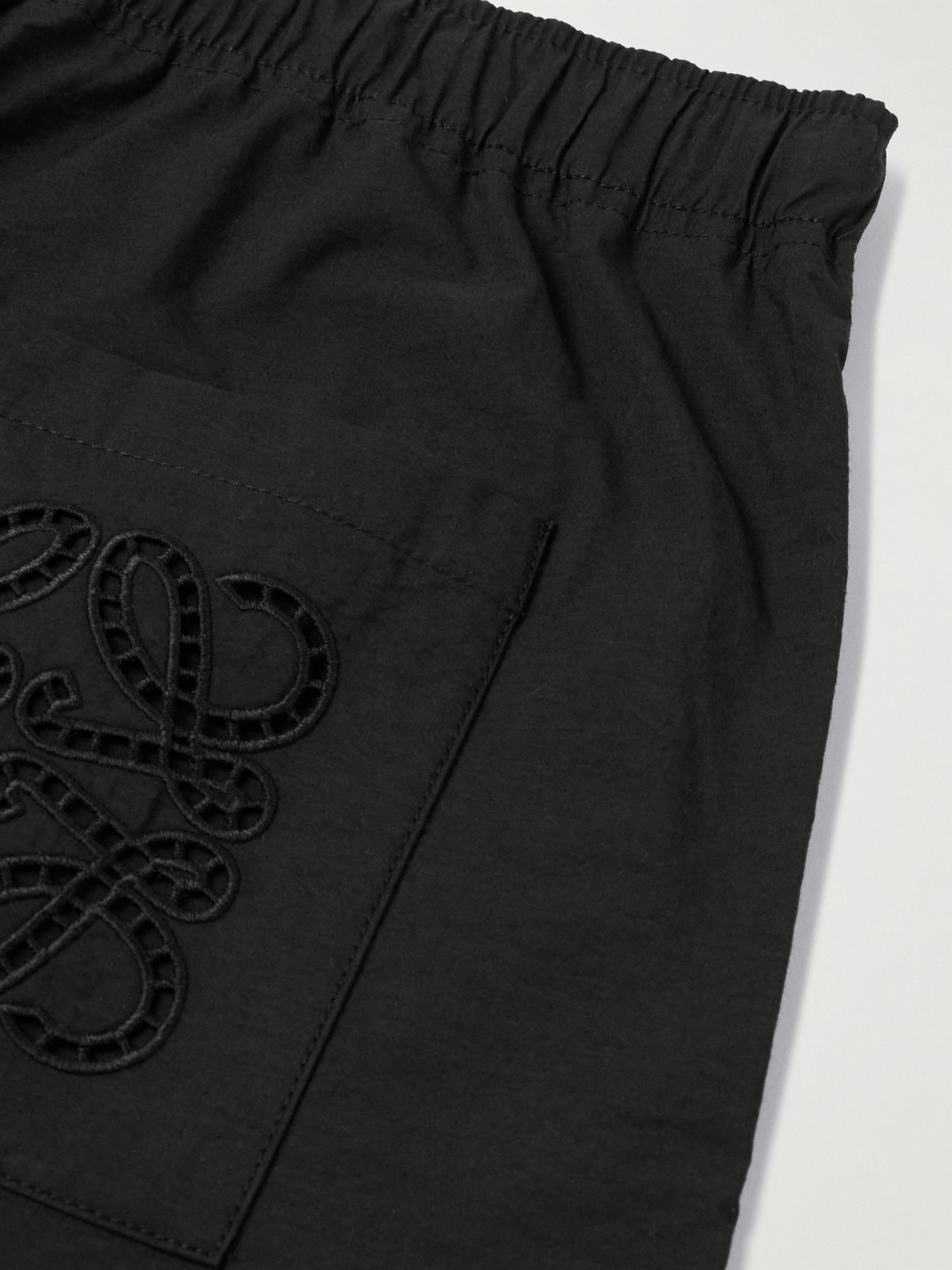 Shop Loewe Paula's Ibiza Wide-leg Cotton-blend Poplin Shorts In Black