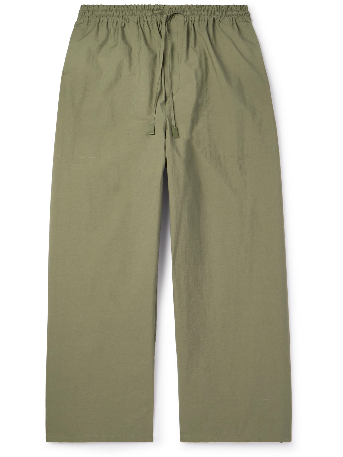 Shop Loewe Paula's Ibiza Straight-leg Cropped Cotton-blend Drawstring Trousers In Green