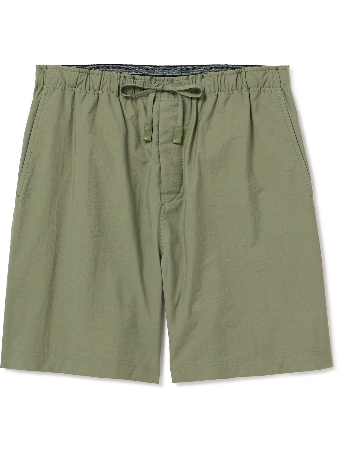 Loewe Paula's Ibiza Wide-leg Cotton-blend Poplin Shorts In Green