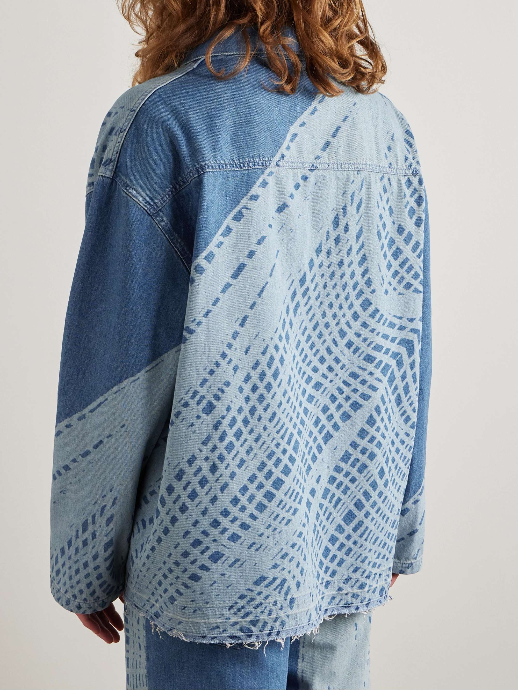 LOEWE + Paula's Ibiza Logo-Appliquéd Frayed Printed Denim