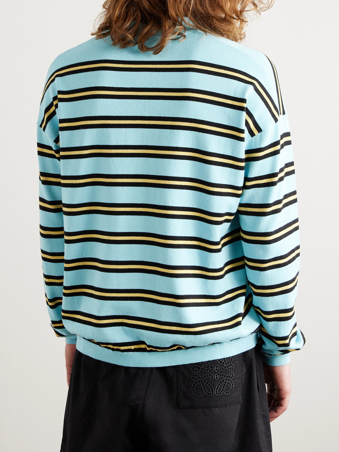 Shop Loewe Paula's Ibiza Striped Cotton Polo Shirt In Blue