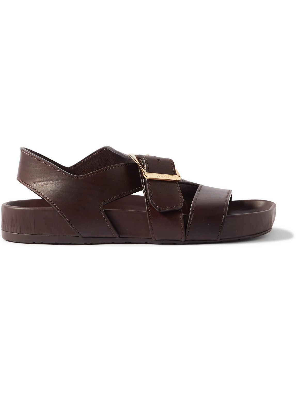 Shop Loewe Paula's Ibiza Leather Sandals In Brown