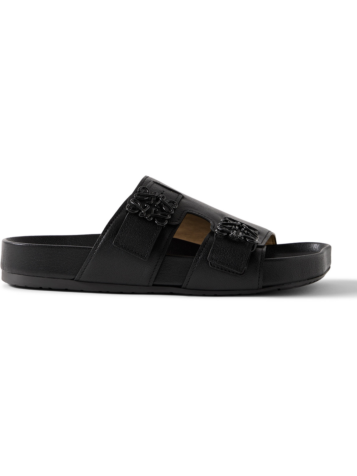 Loewe Paula's Ibiza Logo-embellished Leather Slides In Black