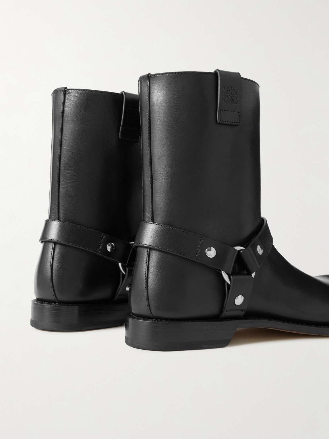 Shop Loewe Paula's Ibiza Campo Embellished Leather Boots In Black