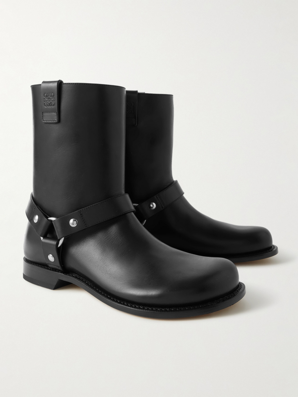 Shop Loewe Paula's Ibiza Campo Embellished Leather Boots In Black