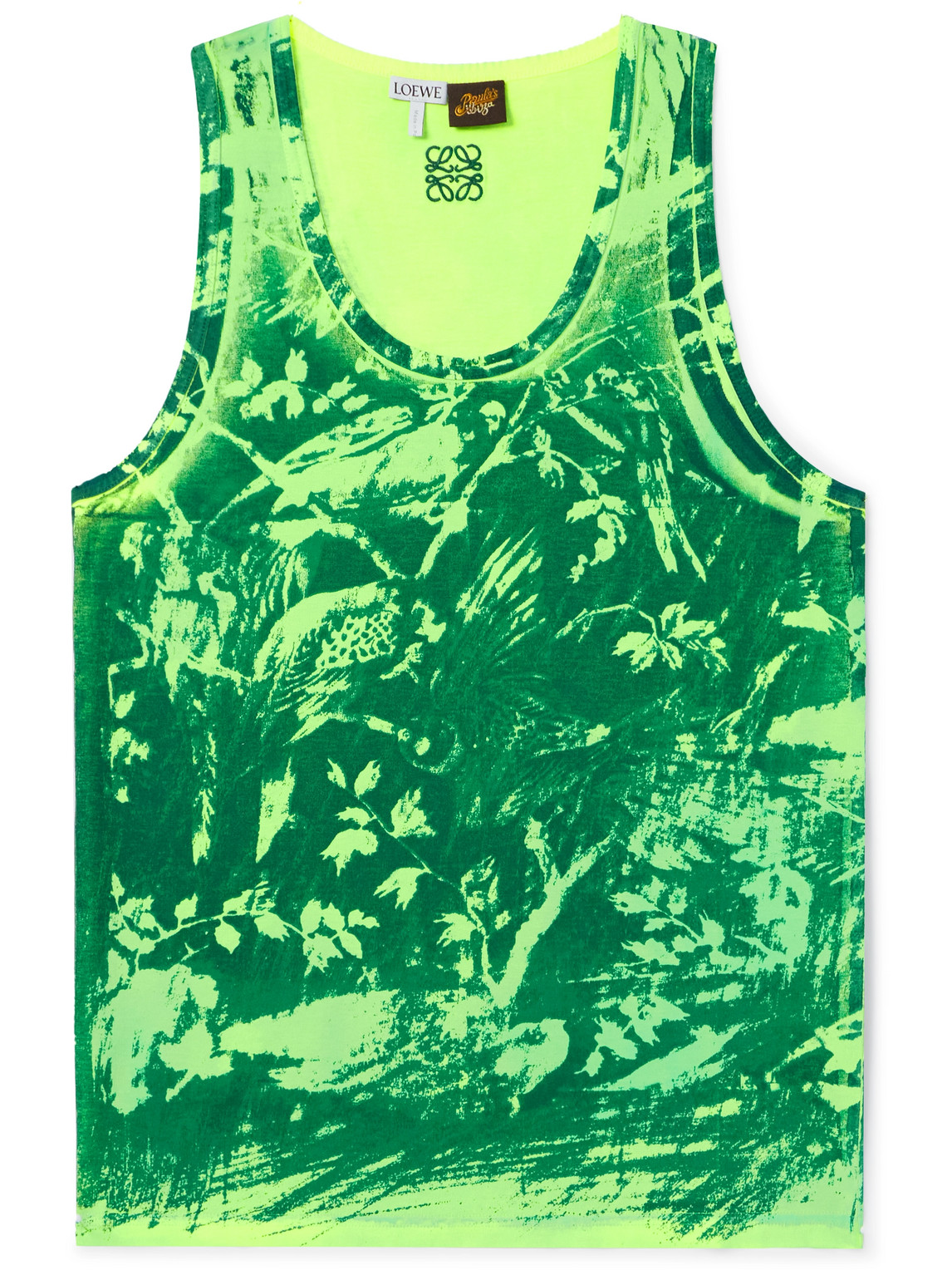 Loewe Paula's Ibiza Logo-embroidered Printed Cotton-jersey Tank Top In Green