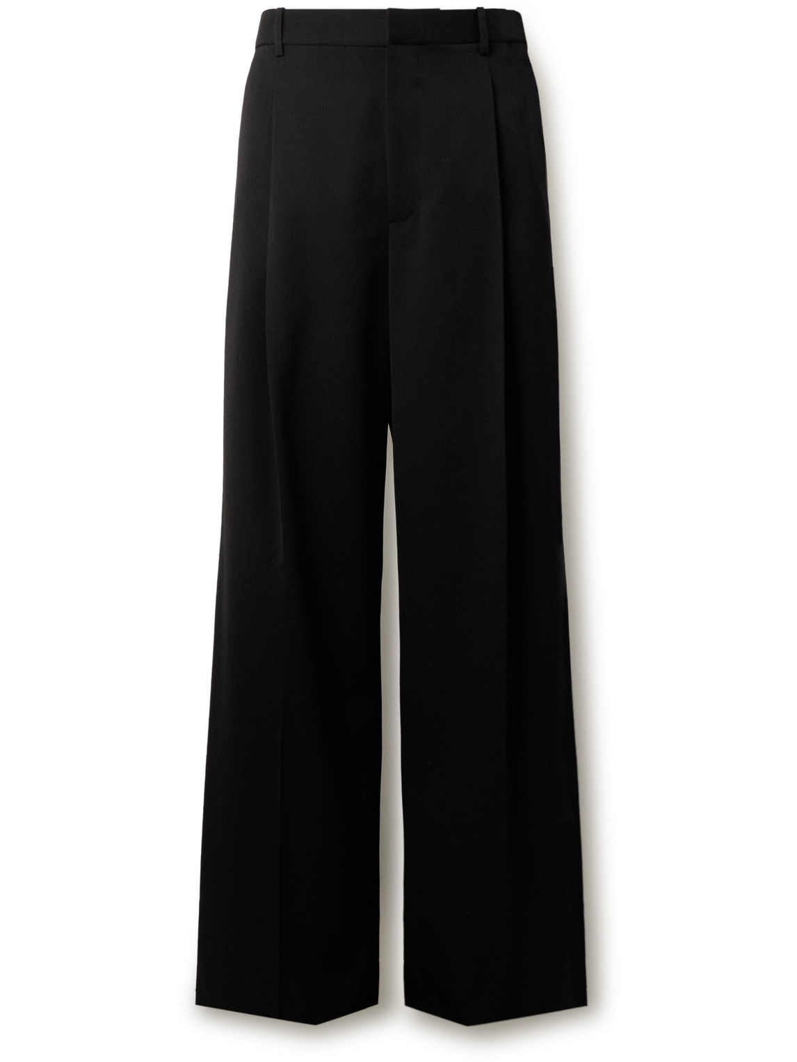 Jil Sander Wide-leg Pleated Grain De Poudre Wool Trousers In Black