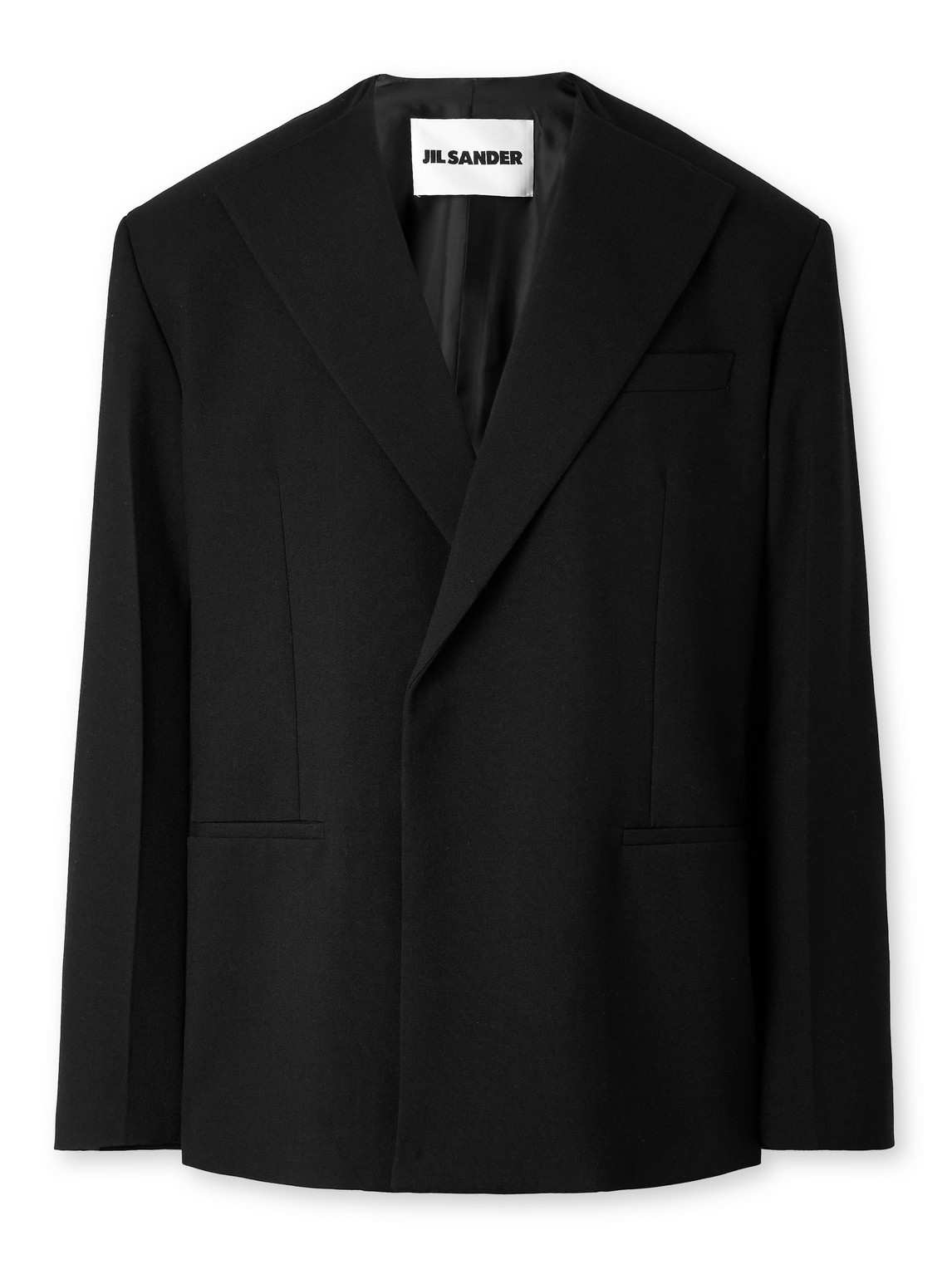 Jil Sander Double-breasted Wool-twill Blazer In Black