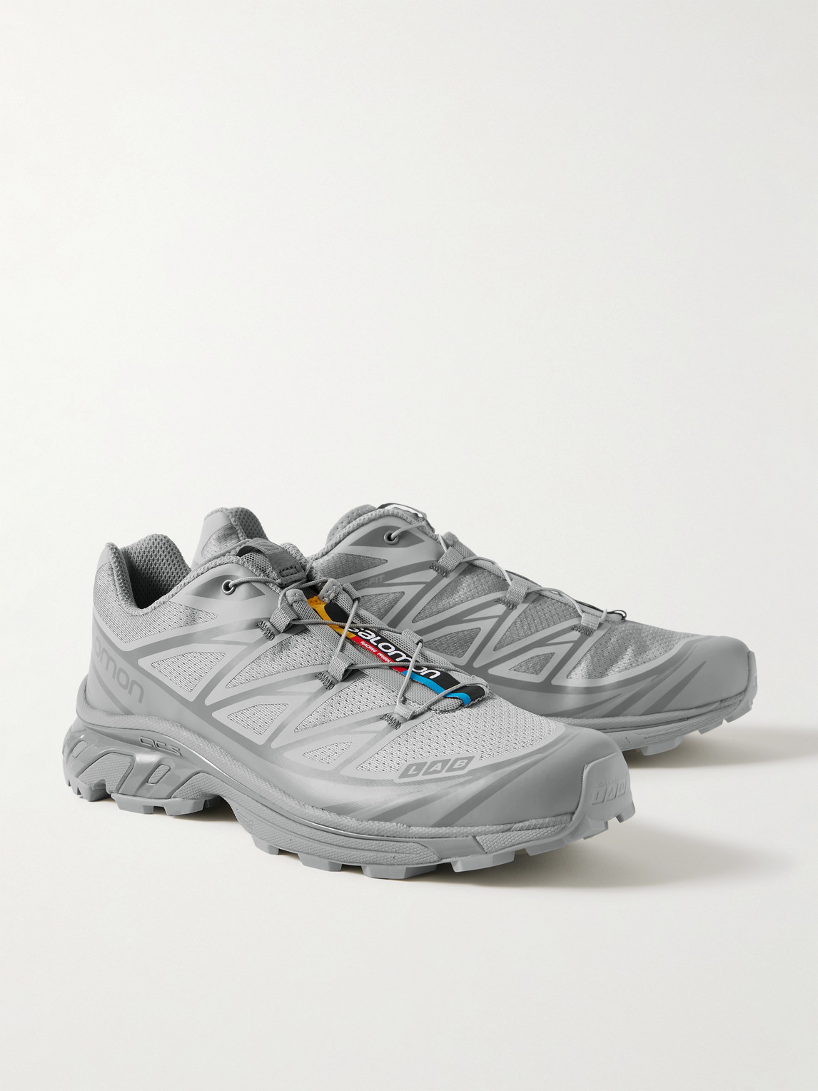 Salomon Xt-6 Rubber-trimmed Mesh Sneakers In Gray