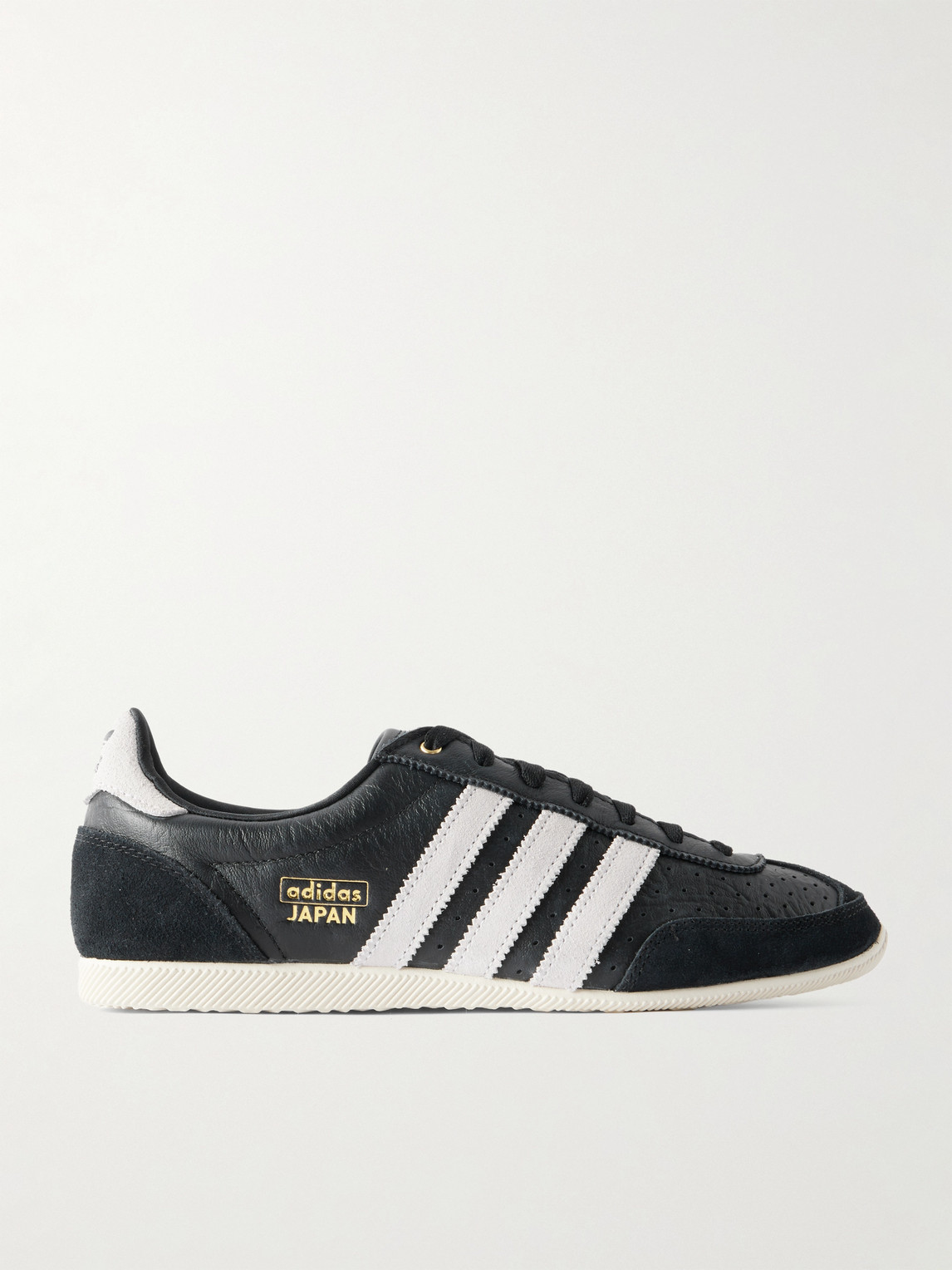 Japan Suede-Trimmed Tumbled-Leather Sneakers