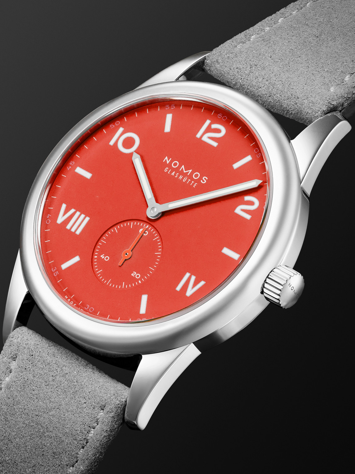 Shop Nomos Glashütte Club Campus Hand-wound 38.5mm Stainless Steel And Suede Watch, Ref. No. 723 In Red