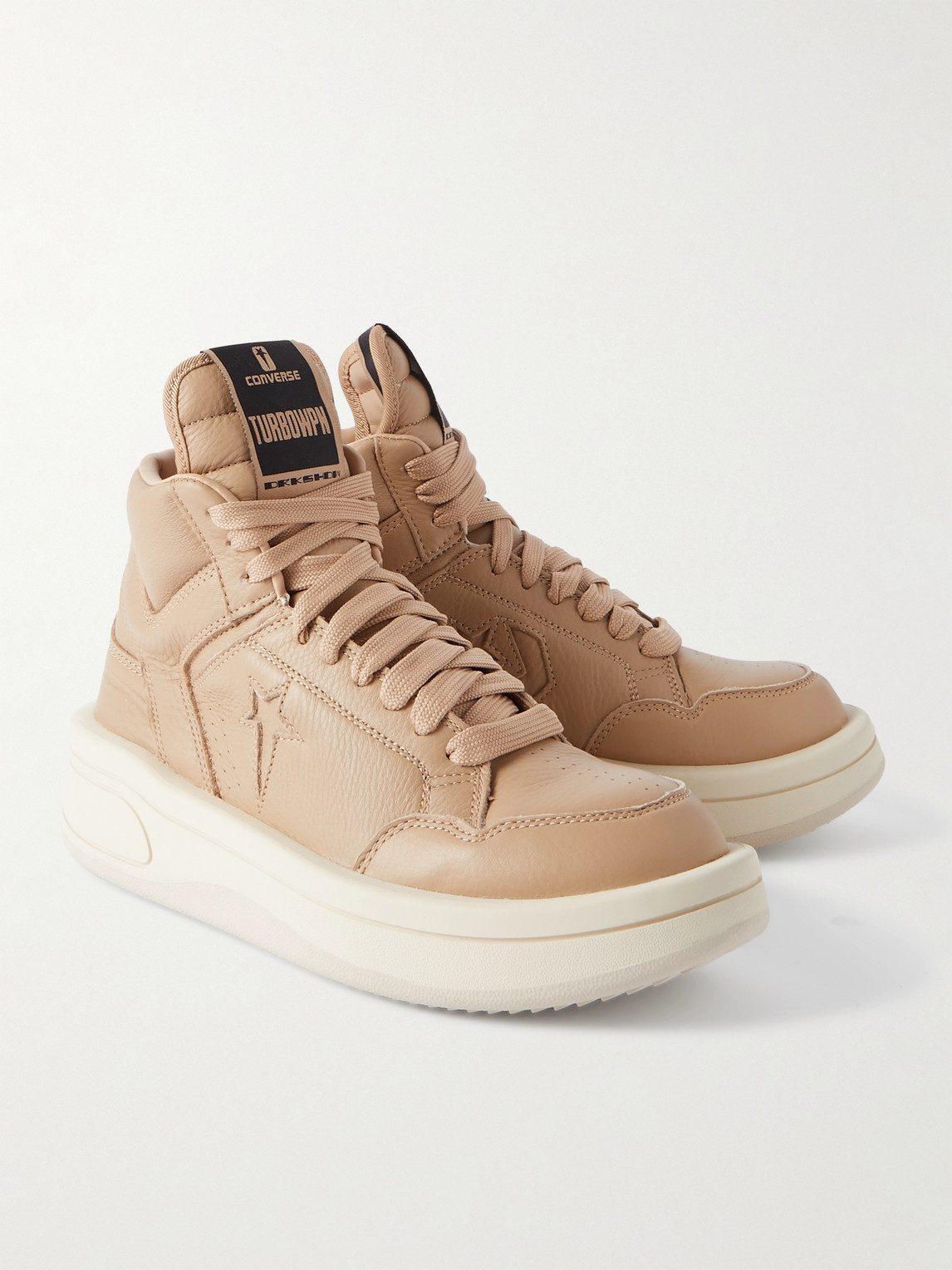 Shop Rick Owens Converse Turbowpn Full-grain Leather High-top Sneakers In Pink
