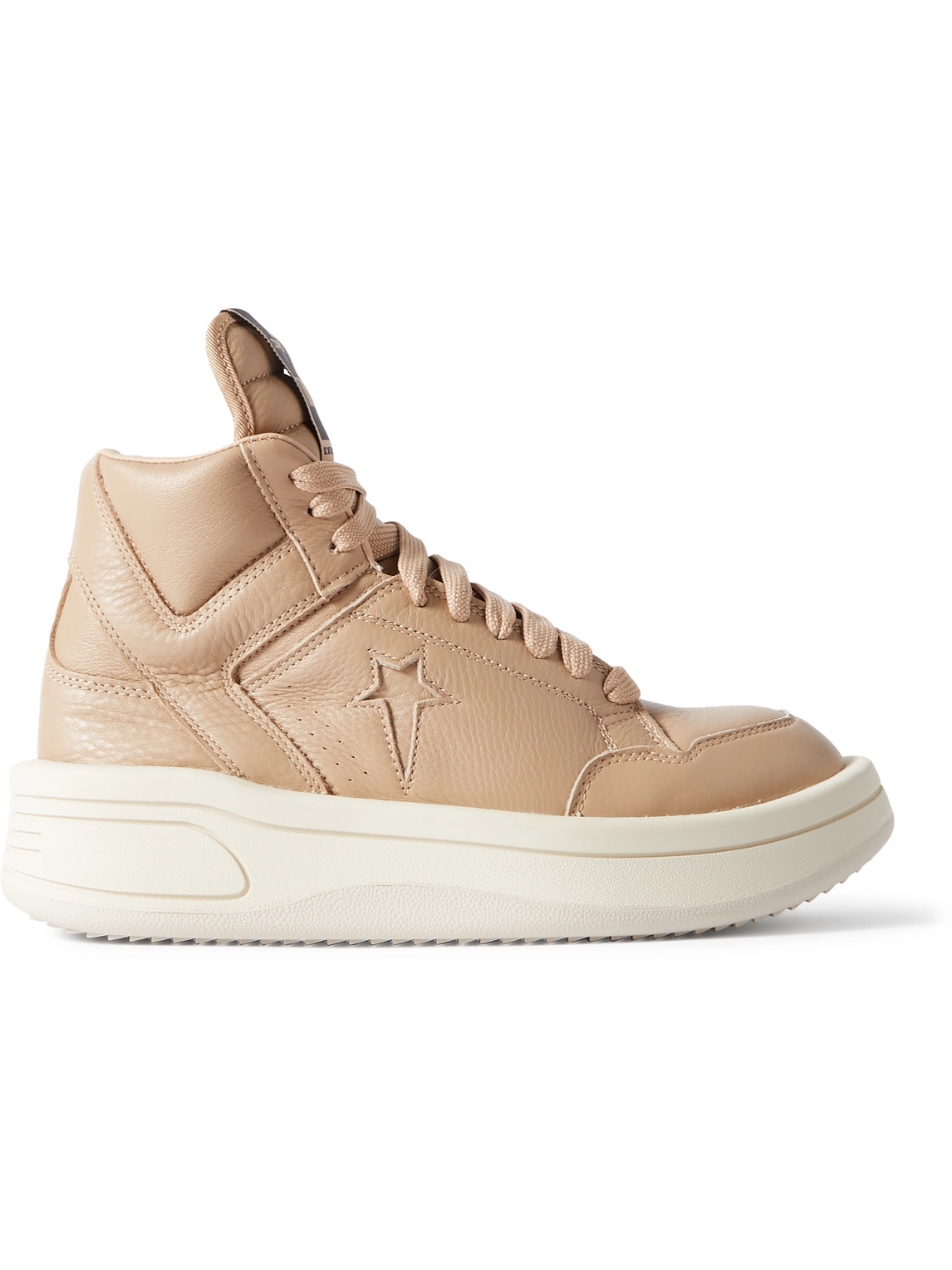 Shop Rick Owens Converse Turbowpn Full-grain Leather High-top Sneakers In Pink