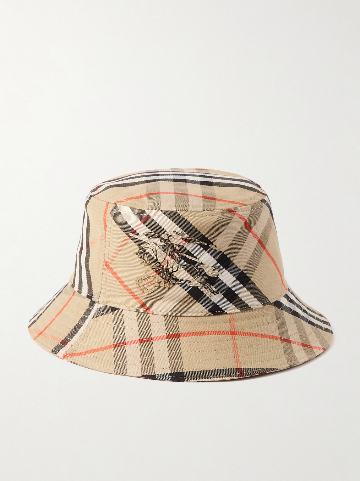 Burberry Logo-appliquéd Checked Twill Bucket Hat In Brown