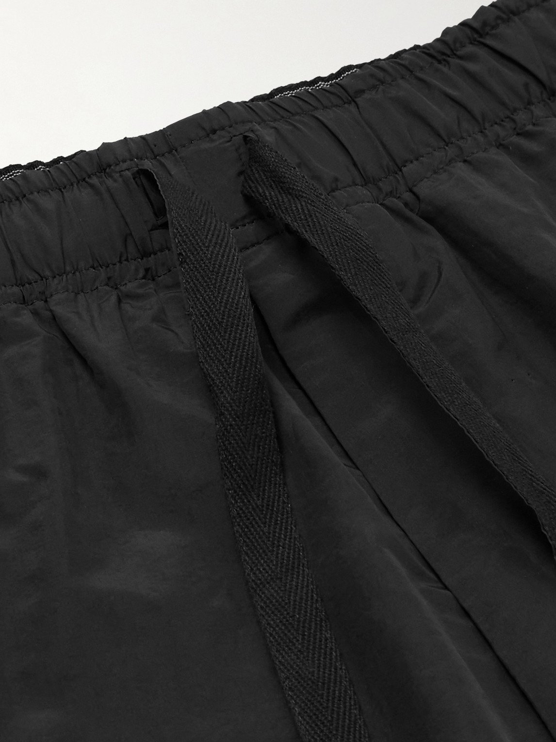 Shop Loewe Leather-trimmed Silk-blend Shorts In Black