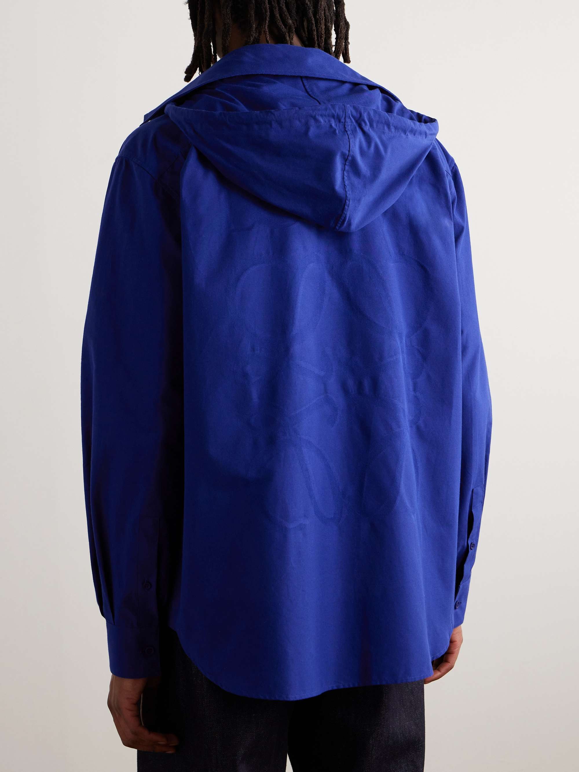 LOEWE Logo-Jacquard Cotton-Poplin Hooded Overshirt for Men