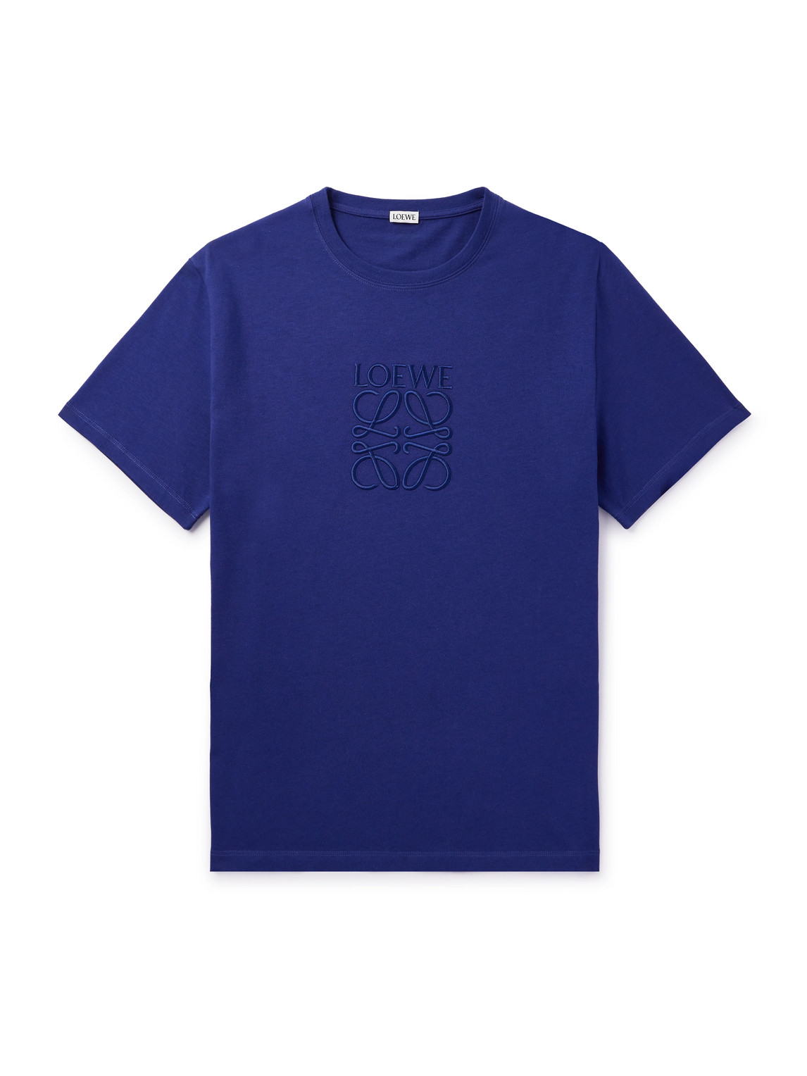 Loewe Logo-embroidered Cotton-jersey T-shirt In Blue