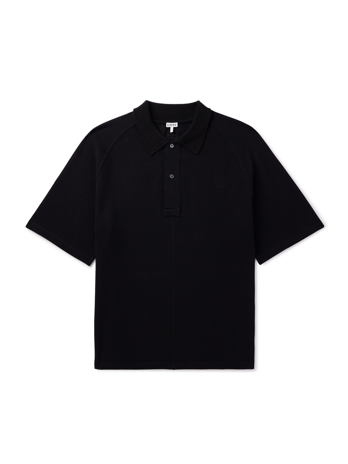 Shop Loewe Logo-embroiderd Cotton-piqué Polo Shirt In Black