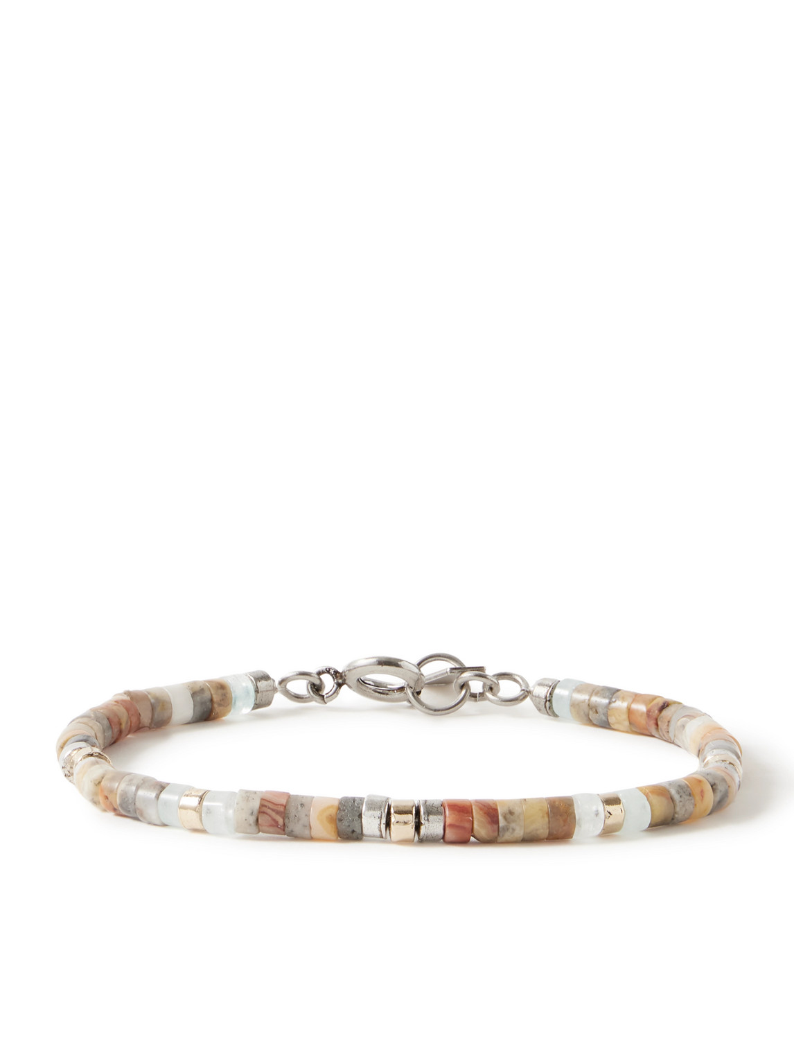Marant Perfectly Man Silver- And Gold-tone Beaded Bracelet In Neutrals