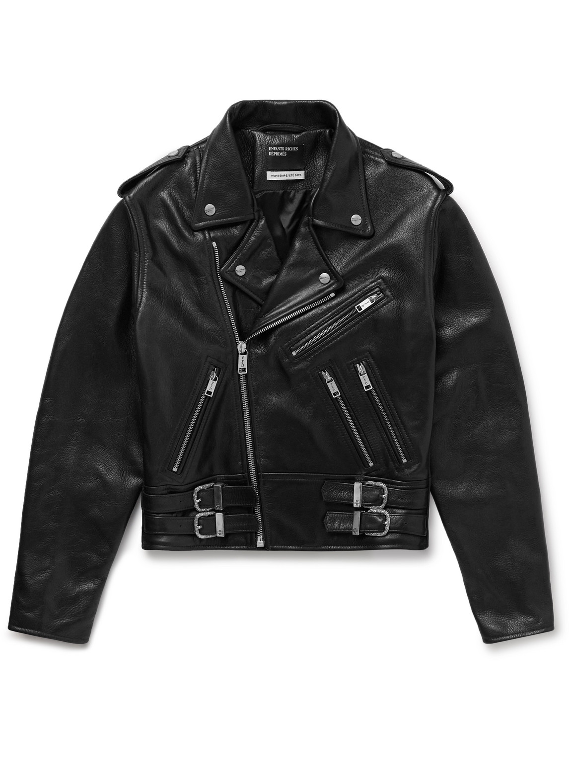 Shop Enfants Riches Deprimes Rose Slim-fit Leather Biker Jacket In Black