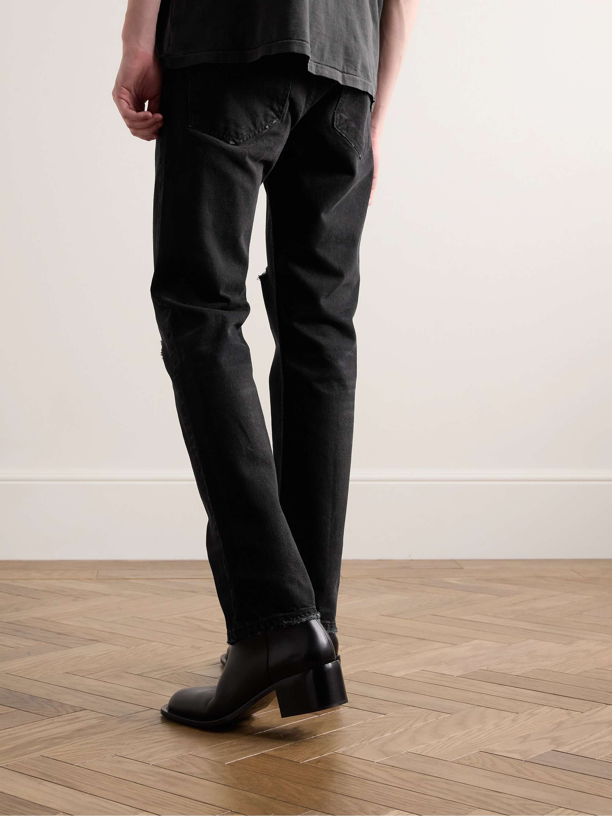 Black Straight-Leg Distressed Jeans | ENFANTS RICHES Black Straight-Leg Distressed Jeans | ENFANTS RICHES