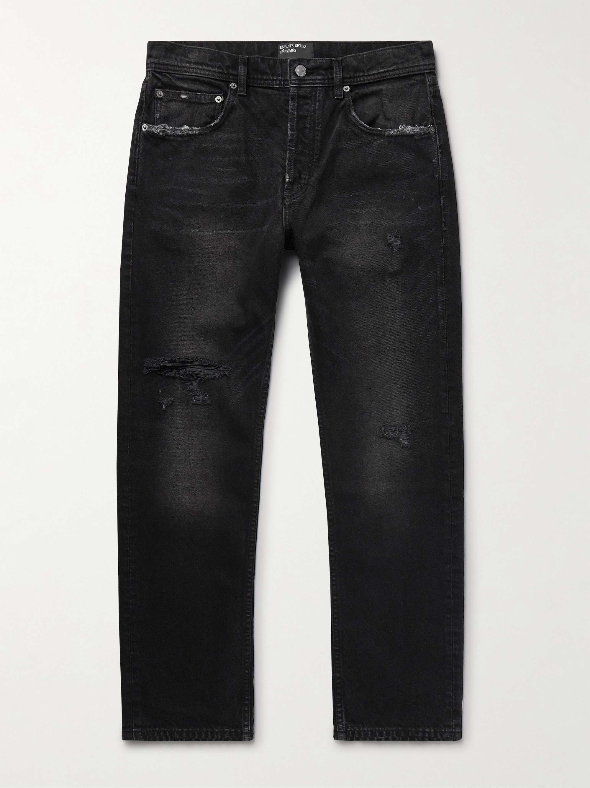 Black Straight-Leg Distressed Jeans | ENFANTS RICHES Black Straight-Leg Distressed Jeans | ENFANTS RICHES