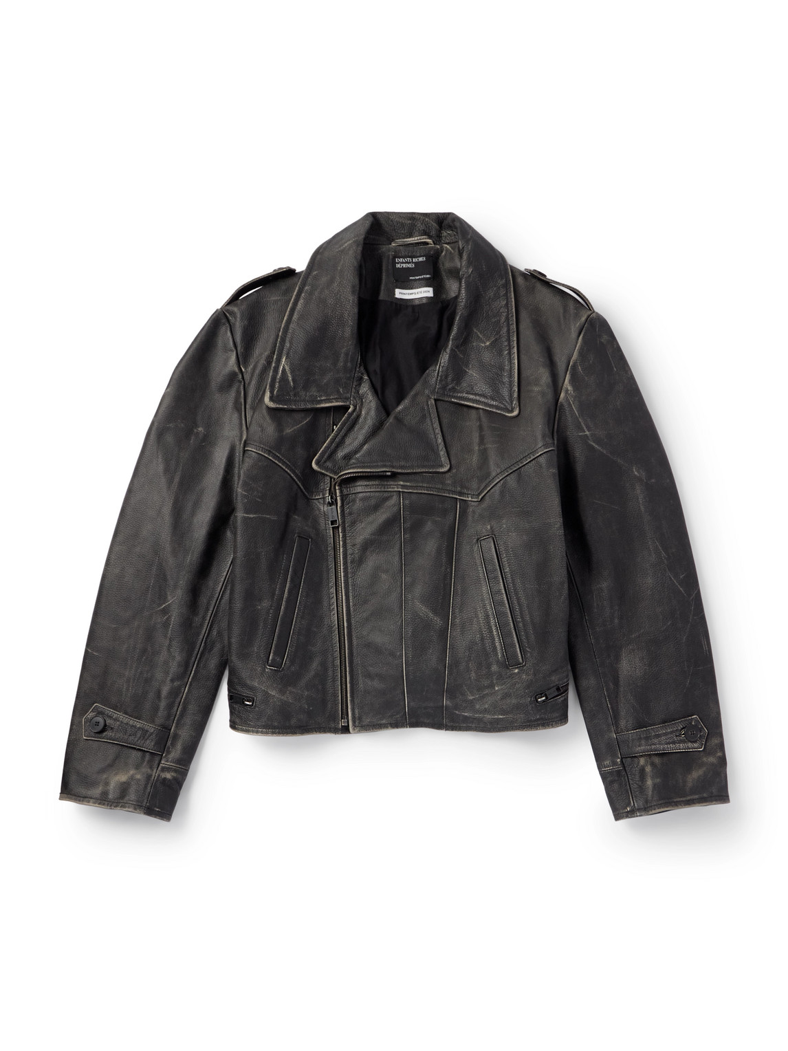 Enfants Riches Deprimes Tabac Rat Logo-print Leather Biker Jacket In Black