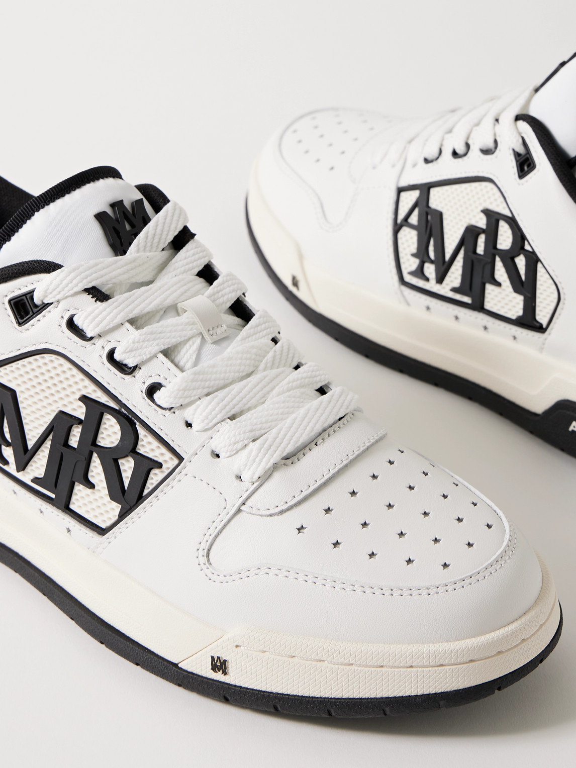 Amiri White Low Top Sneakers With Logo Patch On The Side And Contrasting Heel With Logo Lettering In Leath In Multi
