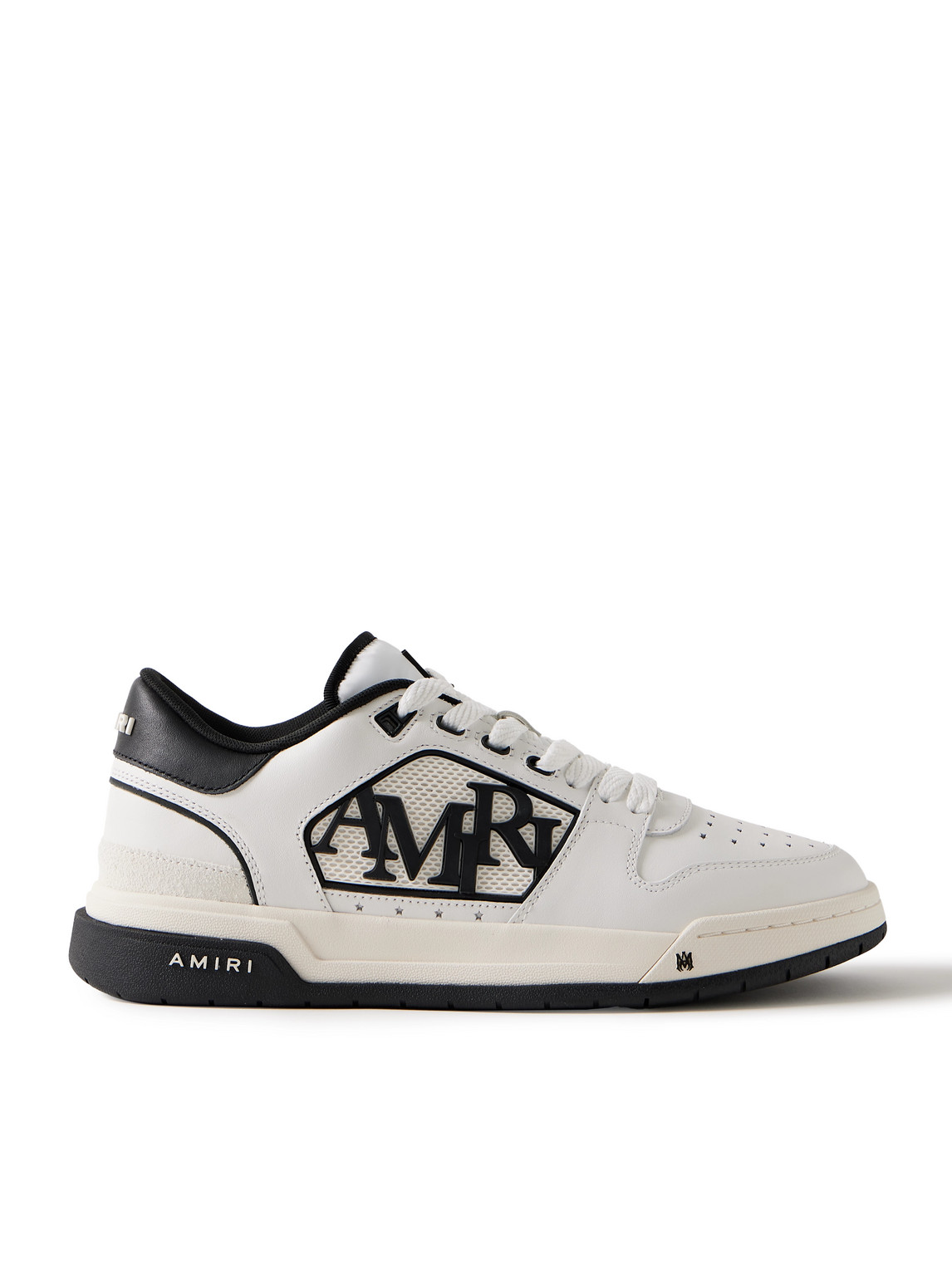 Amiri White Low Top Sneakers With Logo Patch On The Side And Contrasting Heel With Logo Lettering In Leath In Multi