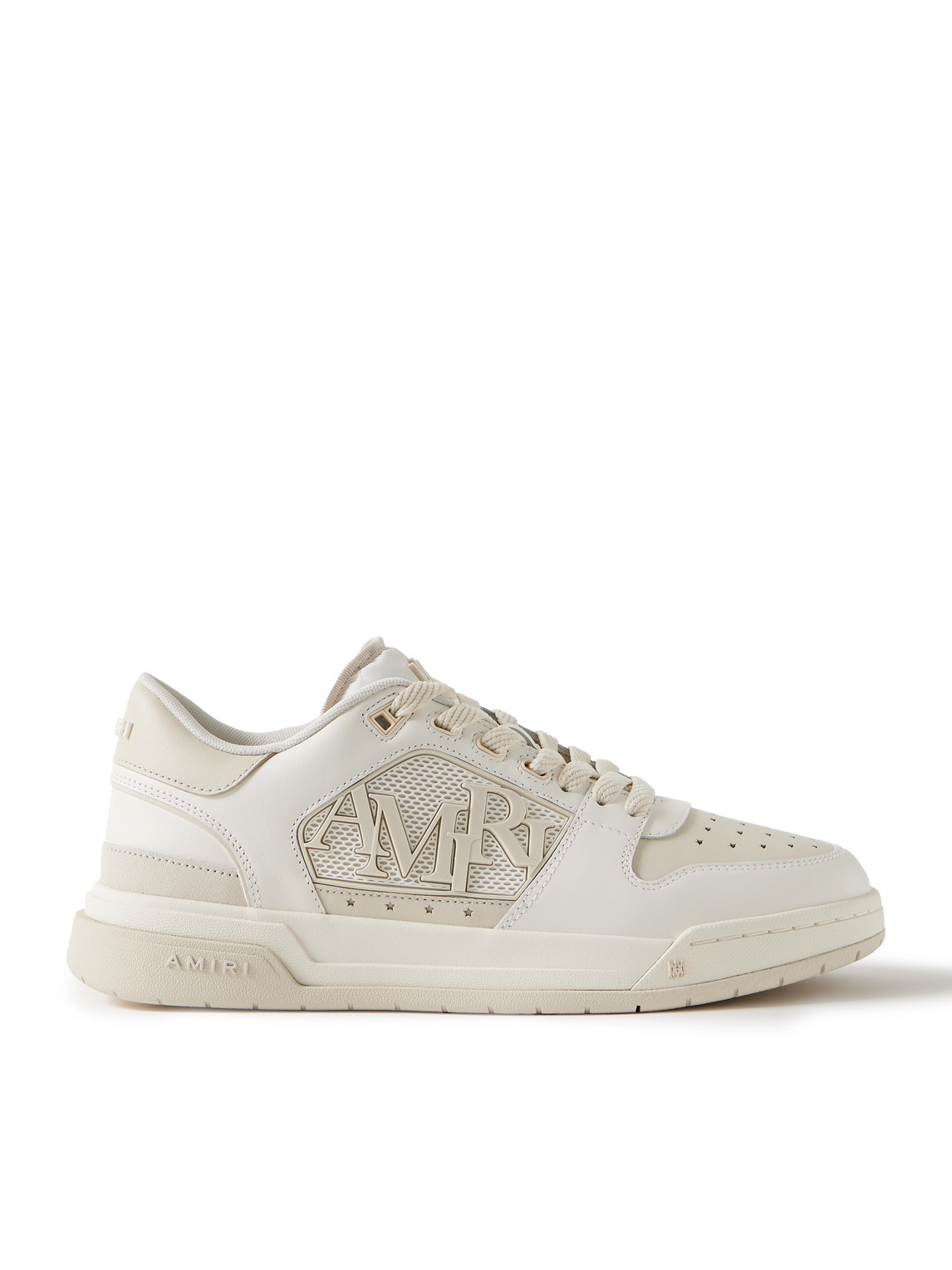 Amiri Classic Low Logo-appliquéd Suede And Rubber-trimmed Leather Trainers In Neutrals