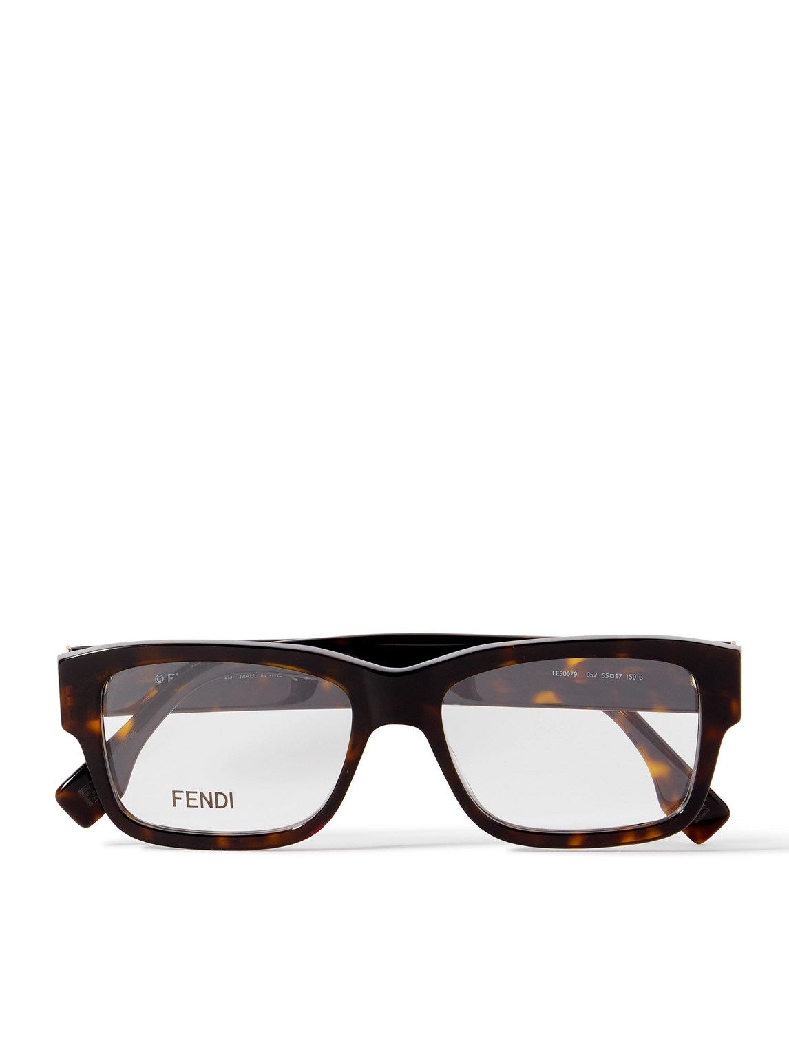 Fendi Signature Rectangular-frame Tortoishell Acetate Optical Glasses In Tortoiseshell