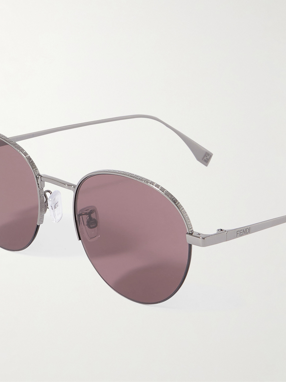 Shop Fendi Travel Round-frame Silver-tone Sunglasses