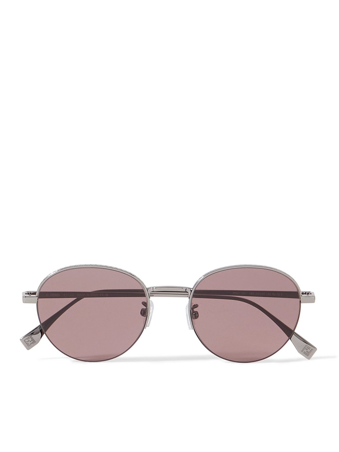 Shop Fendi Travel Round-frame Silver-tone Sunglasses