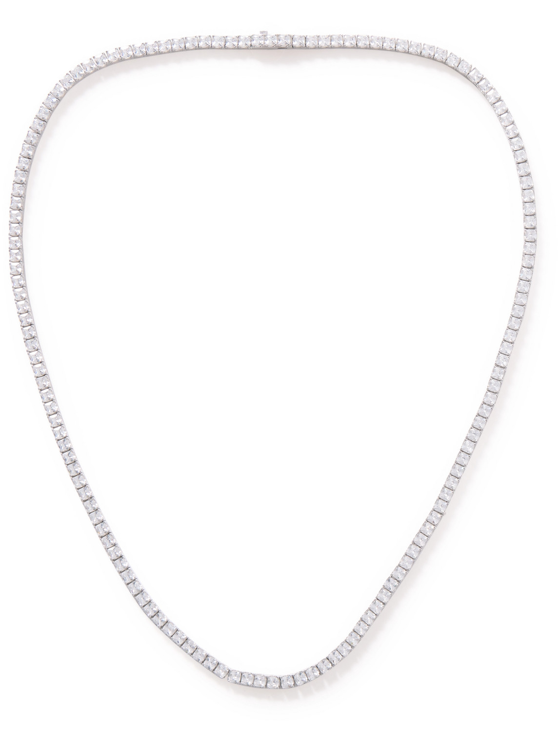 Hatton Labs Facet Tennis Silver Cubic Zirconia Necklace In Metallic