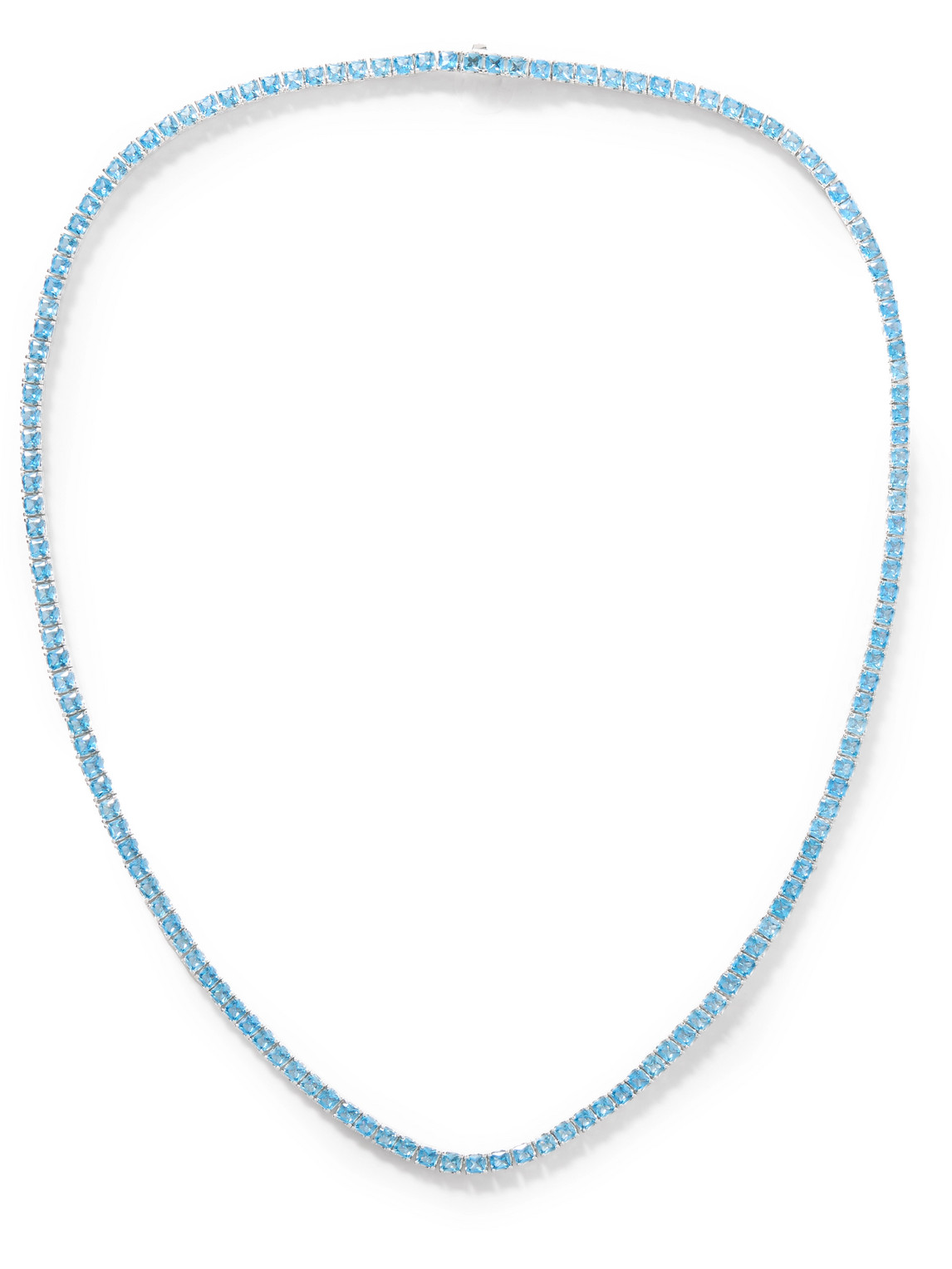 Hatton Labs Facet Tennis Silver Cubic Zirconia Necklace In Blue