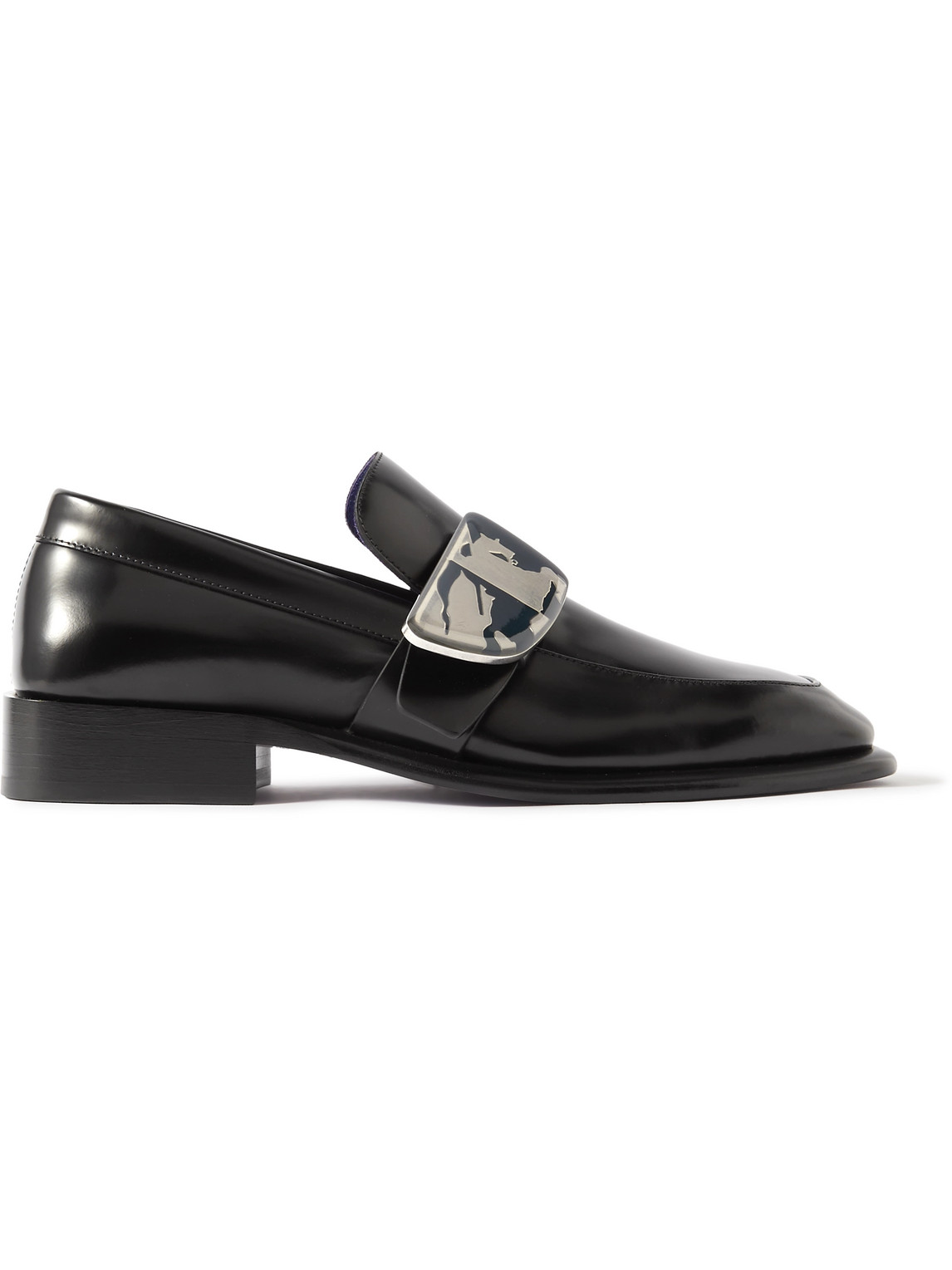 Burberry Embellished Leather Monk-strap Shoes In Black