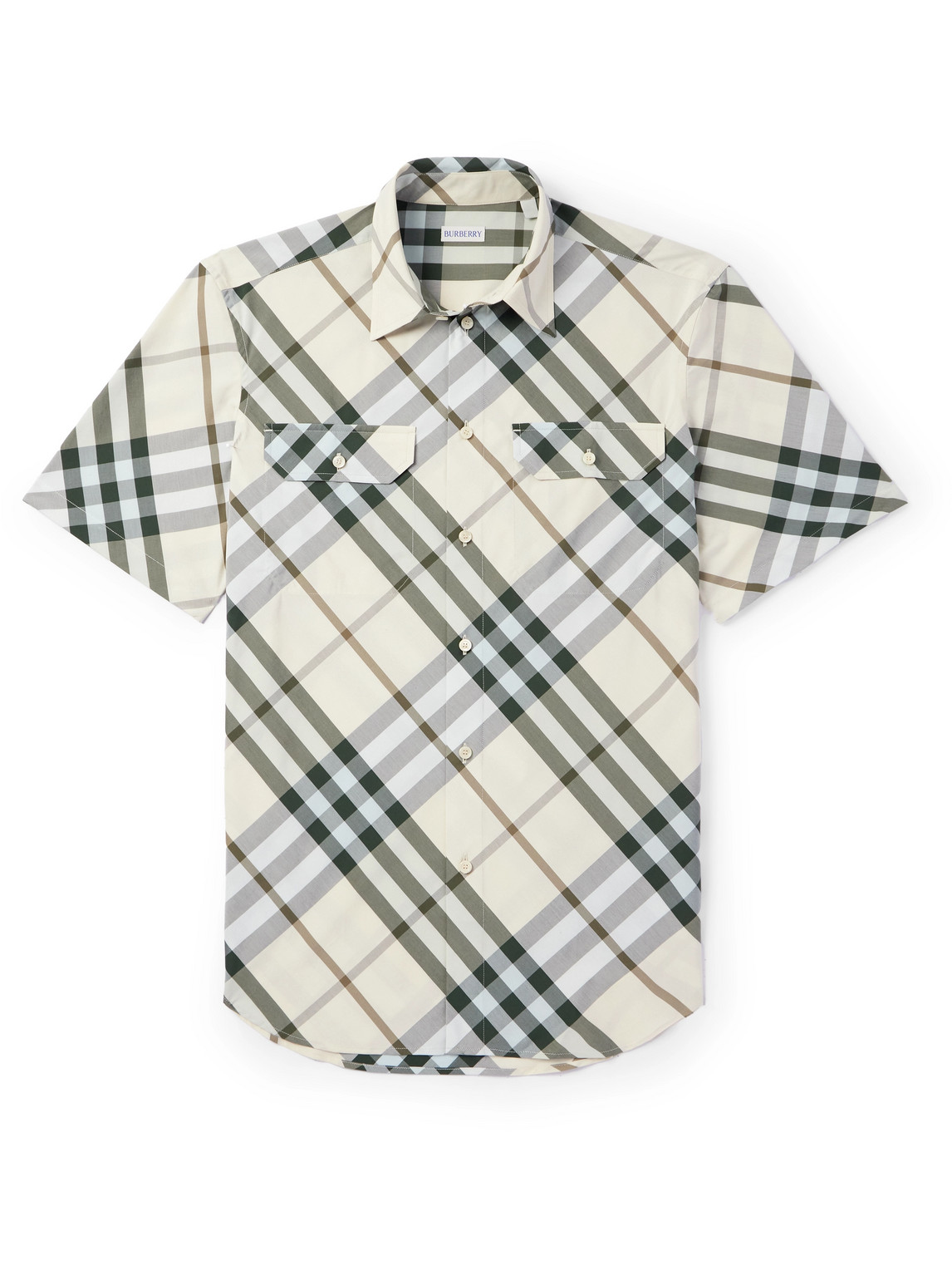 Burberry Checked Cotton Shirt In Neutrals