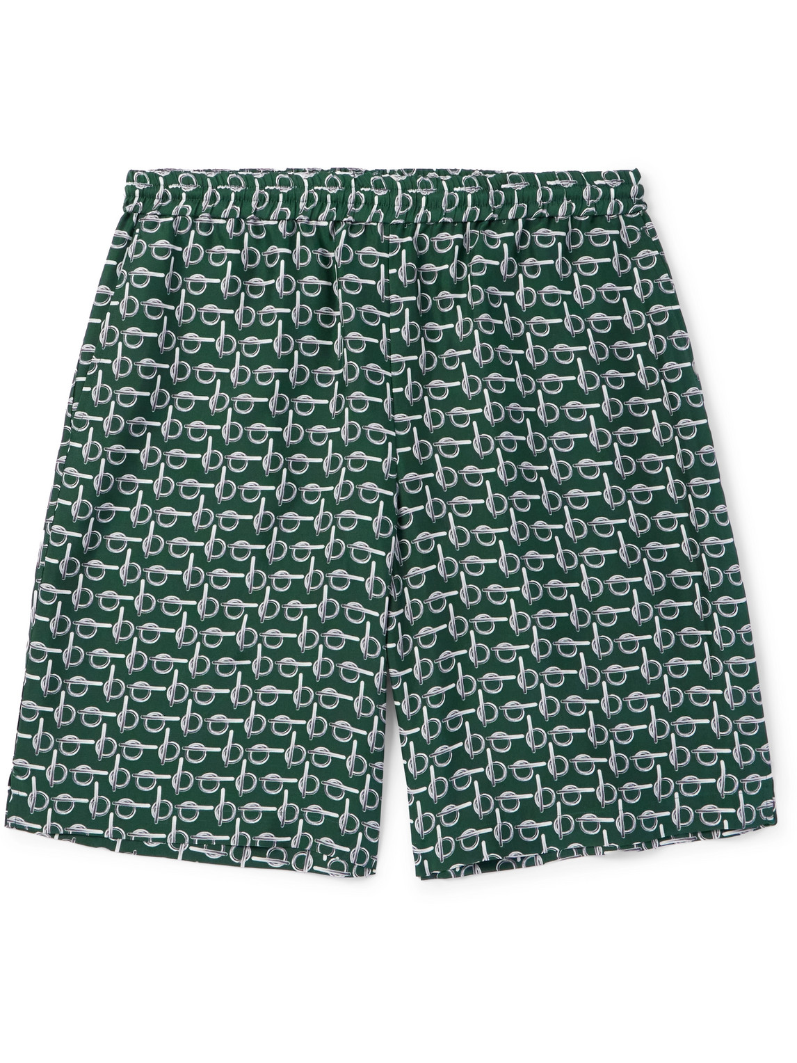 Burberry Straight-leg Printed Silk-poplin Shorts In Green