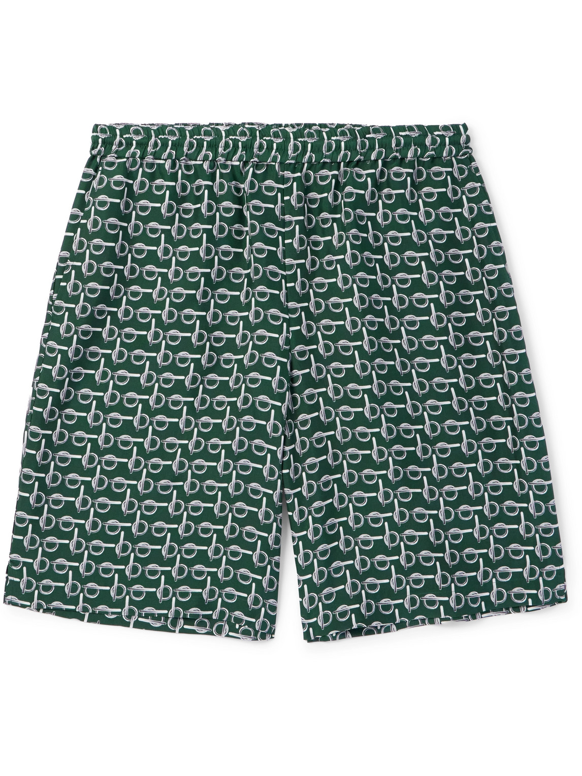 Straight-Leg Printed Silk-Poplin Shorts