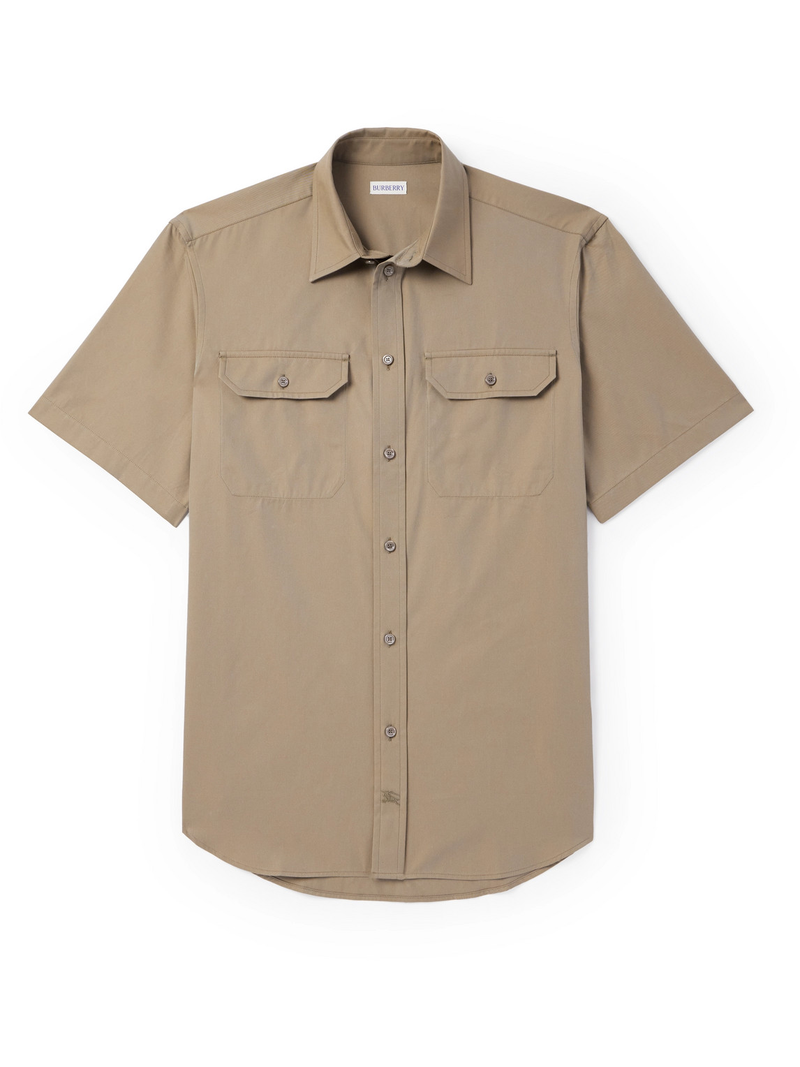Burberry Logo-embroidered Cotton-twill Shirt In Brown
