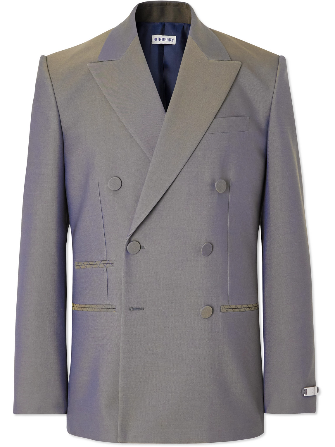 Burberry Double-breasted Wool Blazer In Grey