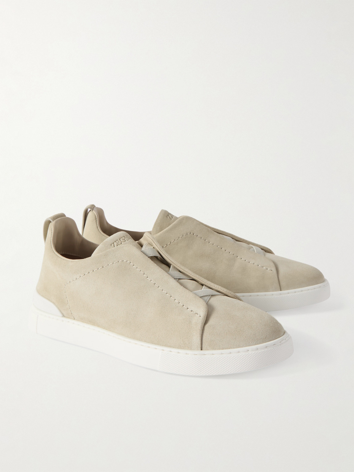 Zegna Triple Stitch™ Suede Slip-on Sneakers In Neutrals