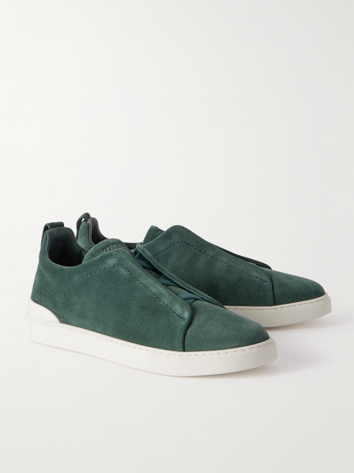 Zegna Triple Stitch™ Suede Slip-on Sneakers In Green